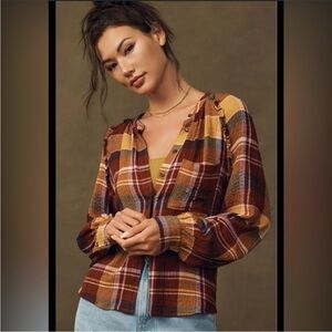 Anthropologie Pilcro Cotton Plaid Button Down Shirt M